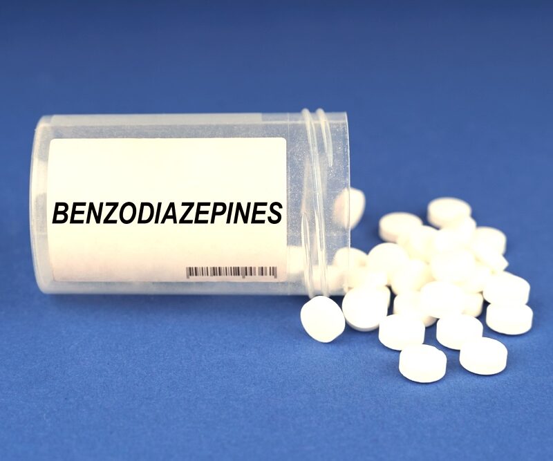Small medicine bottle of Benzodiazepine pills