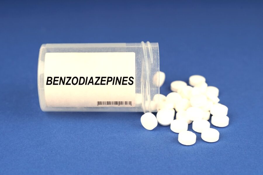 Small medicine bottle of Benzodiazepine pills